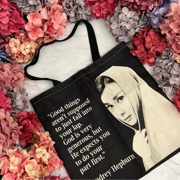 Eco-Friendly Iconic Audrey Hepburn Folding Tote Bag - Picture 3 of 15